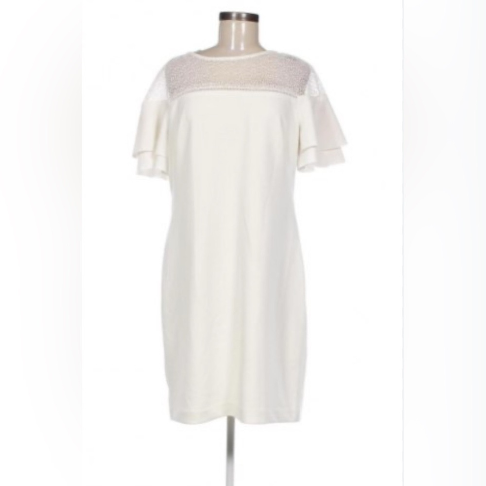 Ralph Lauren Elegant White Lace Trim Dress